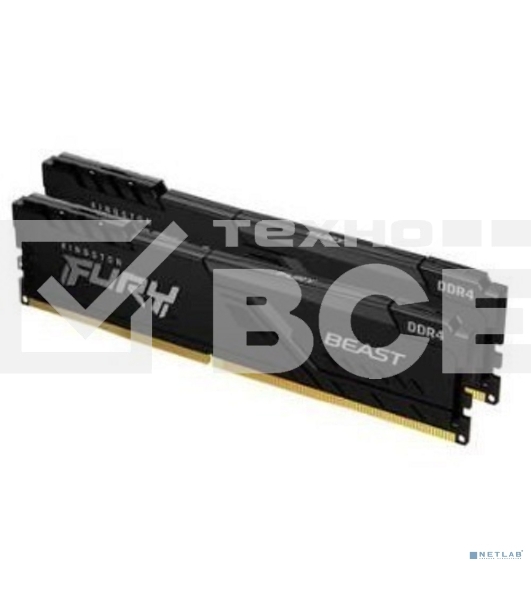 Оперативная память Kingston Fury Beast, DDR4, 16GB (2x8GB), 3600MHz, CL17, с радиаторами, черный