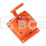 Розетка (колодка) Rexant влагозащищенная с крышкой 1 гнездо COMPACT, с/3, 16А, IP54, каучук, оранжевый, фото 1