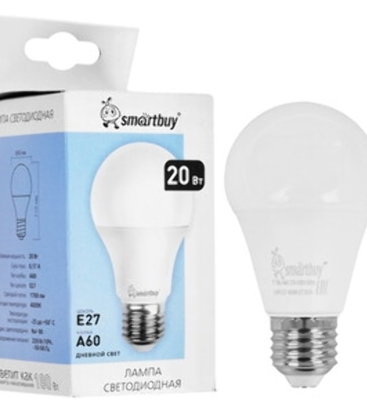 Светодиодная (LED) Лампа Smartbuy-A60-20W/4000/E27 (SBL-A60-20-40K-E27)