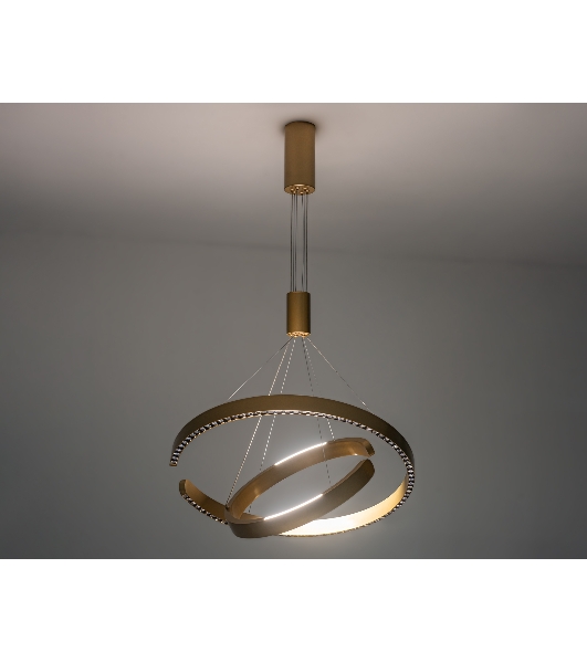 Подвесной светодиодный светильник Ambrella light FL5885/2 GD золото 45W 3000K/4200K/6400K D600/400*1200 (без ПДУ)