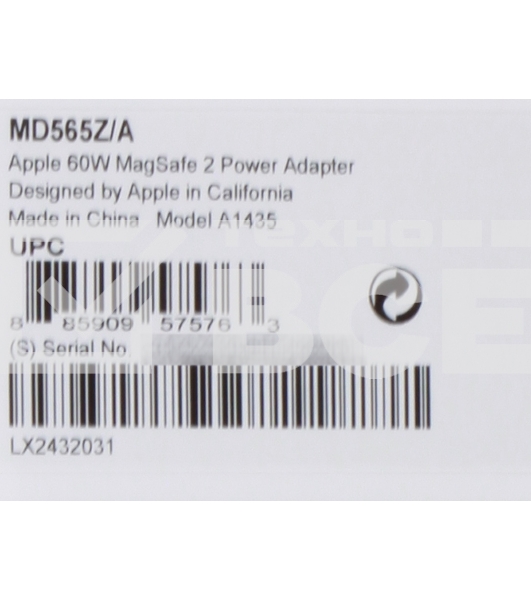 Адаптер MD565Z/A Apple MagSafe 2 Power Adapter - 60W (MacBook Pro 13-inch with Retina display)