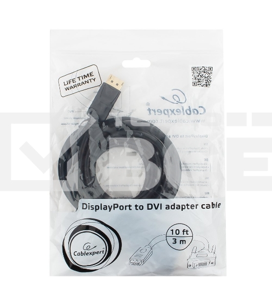 Кабель DisplayPort-DVI Gembird/Cablexpert 3м, 20M/19M, черный, экран, пакет(CC-DPM-DVIM-3M)