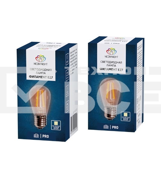 Ретро лампа Filament ST45 E27, 2W, 230В Теплая белая 3000K