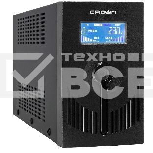 Источник бесперебойного питания CROWN Line Intractive CMU-SP650EURO LCD USB 650VA\390W, корпус металл, 1x12V/7AH, розетки 2*EURO+3*IEC, трансформатор AVR 140-290V, LCD-дисплей, съёмный кабель 1.2 м, порт RJ11/45, порт USB, защита: от перегрузки, от КЗ, от