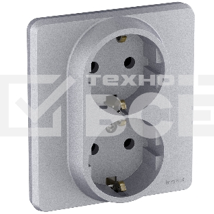 Розетка 2 x 2К+З немецкий стандарт 16А 250В алюминий