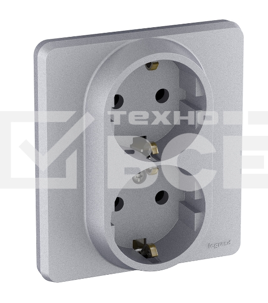 Розетка 2 x 2К+З немецкий стандарт 16А 250В алюминий