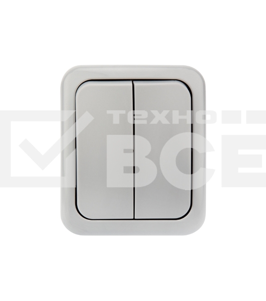 Выключатель двухклавишный Mini OG OG IP54, о/у, серый KRANZ