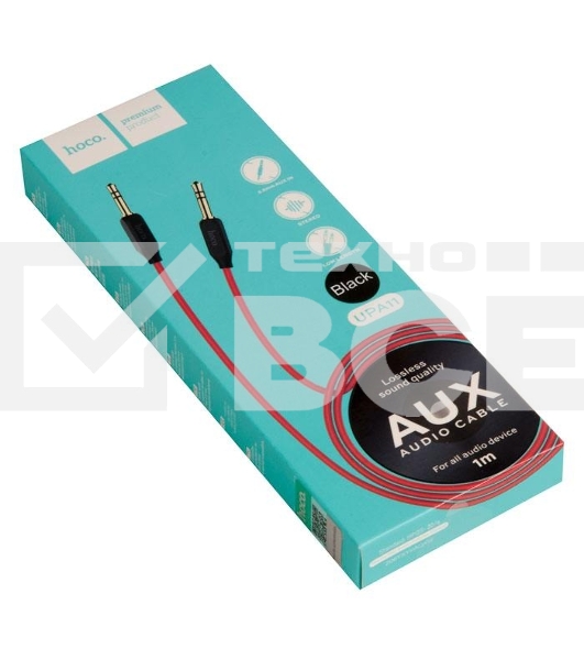 AUX аудио кабель/3.5 mm jack - 3.5 mm jack/ HOCO HC-79293 UPA11/ 1m/ позолоченные контакты/ Black