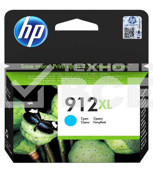 Картридж струйный HP 912 3YL81AE голубой (825стр.) для HP OfficeJet 801x/802x