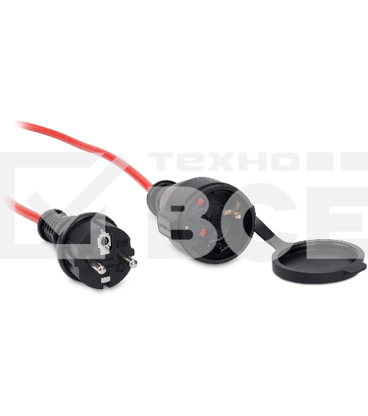 Удлинитель силовой Starwind ST-PS1.10/R 3x1.0кв.мм 1розет. 10м ПВС без катушки красный