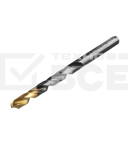 Сверло по металлу, 5,5 мм, HSS-Tin, Golden Tip, 10 шт. Denzel