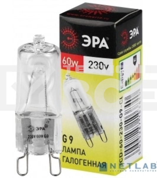 Лампа галогенная ЭРА G9-JCD-60-230V-Cl(100/1000/30000)