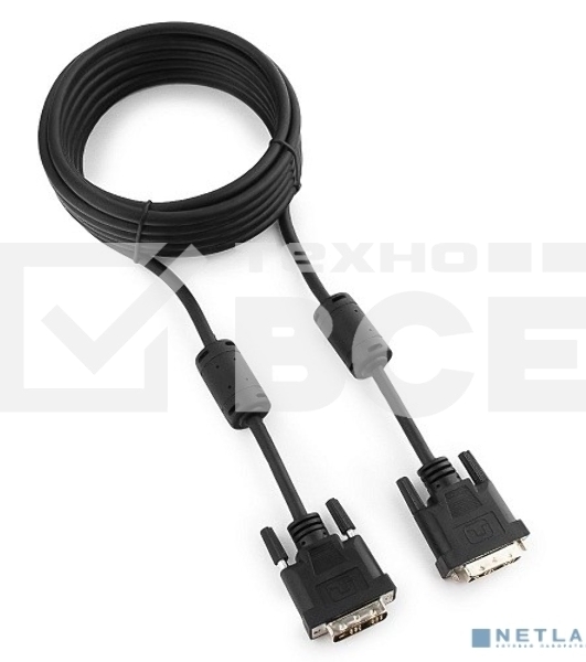 Кабель DVI-D single link Gembird/Cablexpert , 19M/19M, 4.5м, черный, экран, феррит.кольца, пакет (CC-DVI-BK-15)