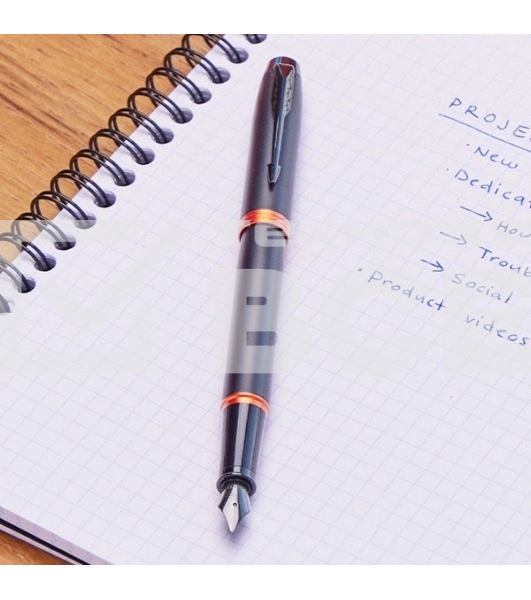 Ручка перьевая Parker IM Vibrant Rings F315 (2172943) Flame Orange PVD F сталь нержавеющая подар.кор.