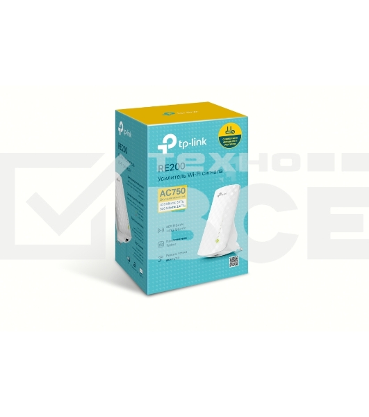 Повторитель беспроводного сигнала TP-Link SOHO RE200 10/100BASE-TX/Wi-Fi белый поставляется без кабеля RJ-45