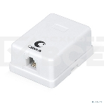  Розетка телефонная RJ-12(6P4C), одинарная, внешняя, белая Cabeus WS-6P4C-TEL-1, фото 1