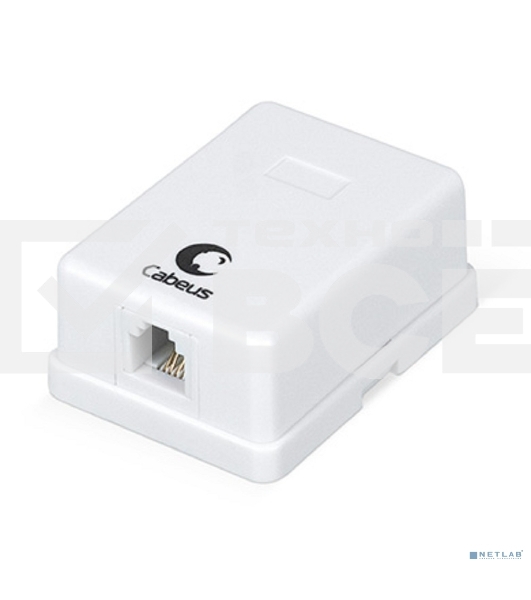  Розетка телефонная RJ-12(6P4C), одинарная, внешняя, белая Cabeus WS-6P4C-TEL-1