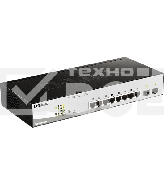 Коммутатор настраиваемый L2 PoE-коммутатор, 8x1000Base-T PoE, 2х1000Base-X SFP, PoE-бюджет 65 Вт, упрощенный интерфейс CLI
