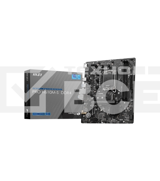 Материнская плата MSI PRO H610M-S DDR4, LGA 1700, Intel H610, 2xDDR4, 2xSATA, 1xM.2, 1xPCIe 4.0 x16, 1xPCIe 3.0 x1, 1xHDMI, 1x1Gb LAN, 4xUSB 2.0, 2xUSB 3.2 Gen 1, 3x3.5 мм, 7.1, Micro-ATX