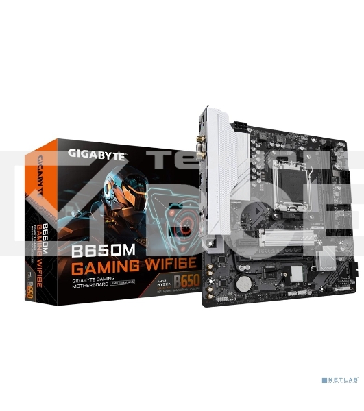 Материнская плата Gigabyte B650M GAMING WIFI6E, AM5, AMD B650, 2xDDR5, 4xSATA, 1xM.2, 1xPCIe 4.0 x16, 1xPCIe 3.0 x1, 1xD-Sub, 1xHDMI (v2.1), 1x2.5Gb LAN, Wi-Fi 6, Bluetooth 5.3, 2xUSB-A 5Gbps, 5xUSB-A 2.0, 3x3.5 мм, 7.1, mATX