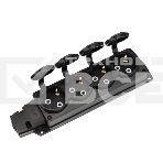 Розетка (колодка) Rexant влагозащищенная с крышкой 4 гнезда COMPACT, с/з, 16А, IP54, каучук, черный, фото 1