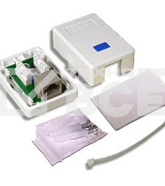 Розетка TWT (TWT-SM1-45-WH) настенная 1 порт RJ-45 категории 5е. UTP. белая
