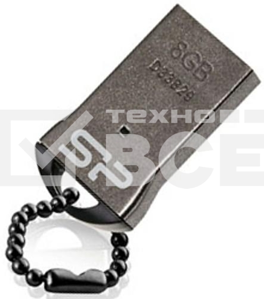 Флешка USB R/W Silicon Power 8Gb Touch T01 SP008Gb,UF2T01V1K USB 2.0 черный/серебристый
