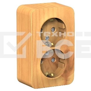 Розетка 2-м ОП Blanca 16А IP20 250 В с заземл. защ. шторки с изолир. пластиной ясень SchE BLNRA011215