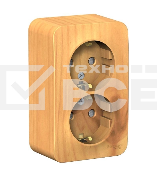 Розетка 2-м ОП Blanca 16А IP20 250 В с заземл. защ. шторки с изолир. пластиной ясень SchE BLNRA011215