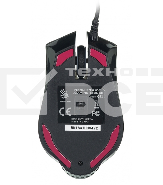 Мышь проводная A4Tech Bloody Q51 черный, 3200 dpi, USB, кнопки - 8