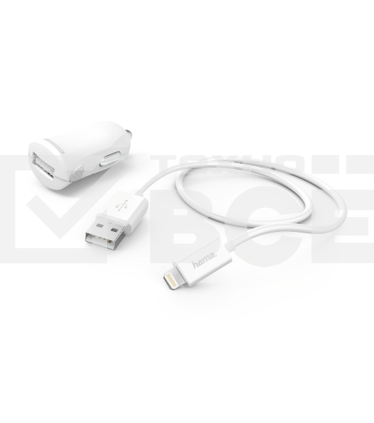 Комплект зарядное устройство Hama H-183266 2.4A для Apple кабель Apple Lightning белый