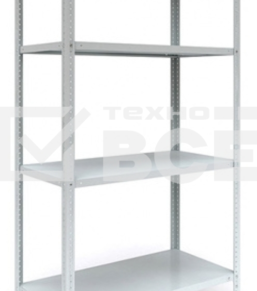 Металлические стеллажи Стеллаж MS 185/100х30/4 (Размеры внешние (ВхШхГ) 1850х1000х300 мм, 4 полки, с единой стойкой)