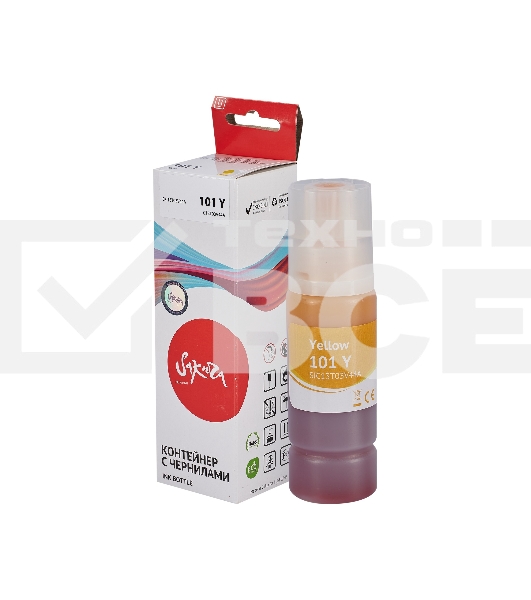 Контейнер с чернилами Sakura C13T03V44A (101 Y) для Epson, водорастворимый тип, желтый, 6000 к., 70 мл.