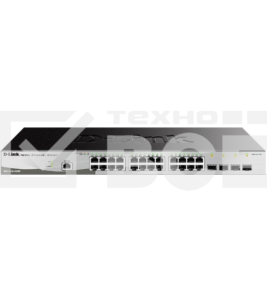 Коммутатор D-Link DGS-1210-28/ME/B2A, L2 Managed Switch with 24 10/100/1000Base-T ports and 4 1000Base-X SFP ports.16K Mac address, 802.3x Flow Control, 4K of 802.1Q VLAN, 802.1p Priority Queu