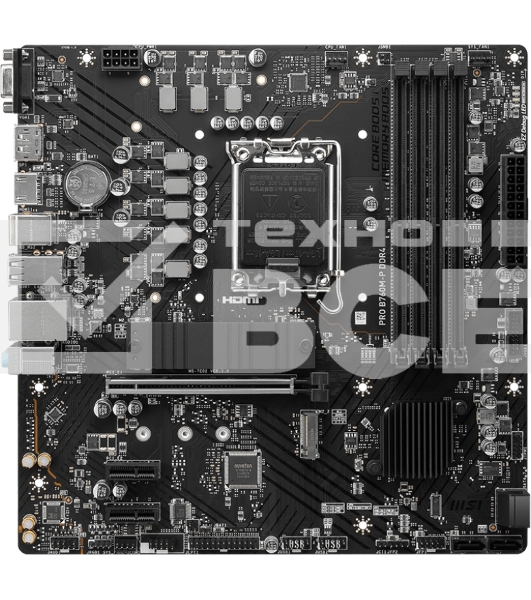 Материнская плата MSI PRO B760M-P DDR5, LGA 1700, Intel B760, 4xDDR5, 4xSATA, 2xM.2, 1xPCIe 4.0 x16, 2xPCIe 3.0 x1, 1xHDMI, 1xDP, 1xVGA, 1x1Gb LAN, 4xUSB-A 2.0, 1xUSB-A 3.2 Gen 1, 1xUSB-C 3.2 Gen 2, 3x3.5 мм, 7.1, mATX