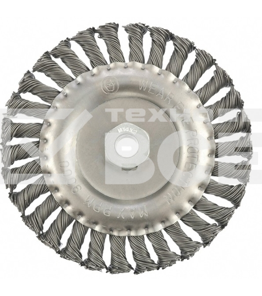 Щетка для УШМ, 150 мм, М14, Плоская, крученая проволока 0,8 мм Matrix