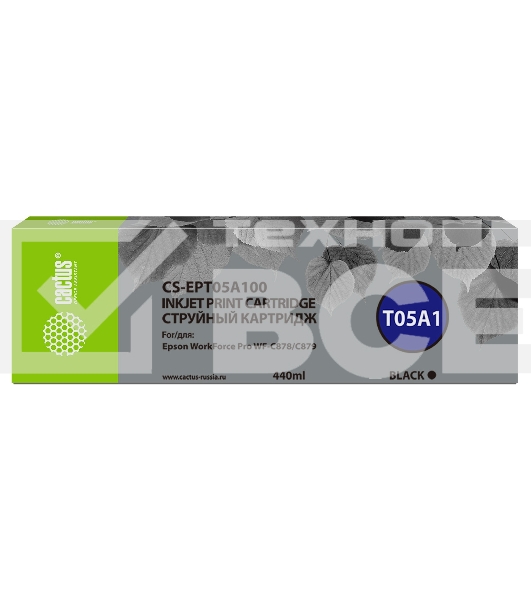Картридж струйный Cactus CS-EPT05A100 (T05A1) черный (440 мл) для Epson WorkForce Pro WF-C878/C879