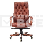 Кресло руководителя Бюрократ T-9928WALNUT светло-коричневый Leather Eichel, кожа, крестов. металл/дерево, фото7