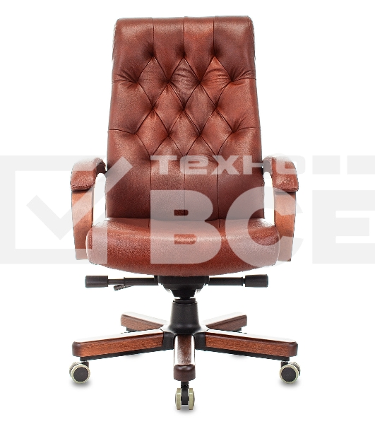 Кресло руководителя Бюрократ T-9928WALNUT светло-коричневый Leather Eichel, кожа, крестов. металл/дерево