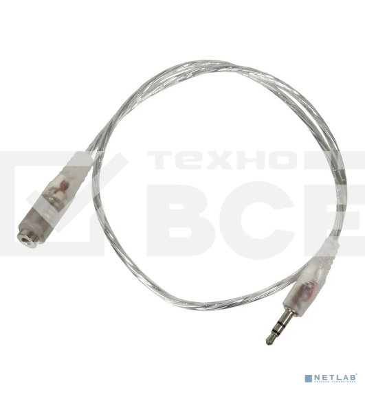 Кабель-удлинитель аудио Buro Jack/Plug 3.5mm (f) 1м. прозрачный