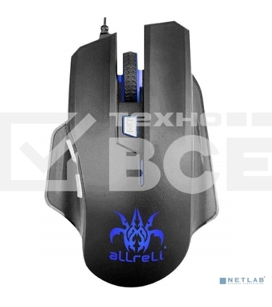 Мышь DELUX M-515BU, опт., (1000/1500/2000/3000/4000 DPI), USB, (5кн+скролл), черная, с подсветкой