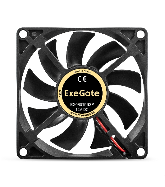 Вентилятор 12В DC ExeGate EX08015B2P (80x80x15 мм, 2-Ball (двойной шарикоподшипник), 2pin, 2000RPM, 21dBA)