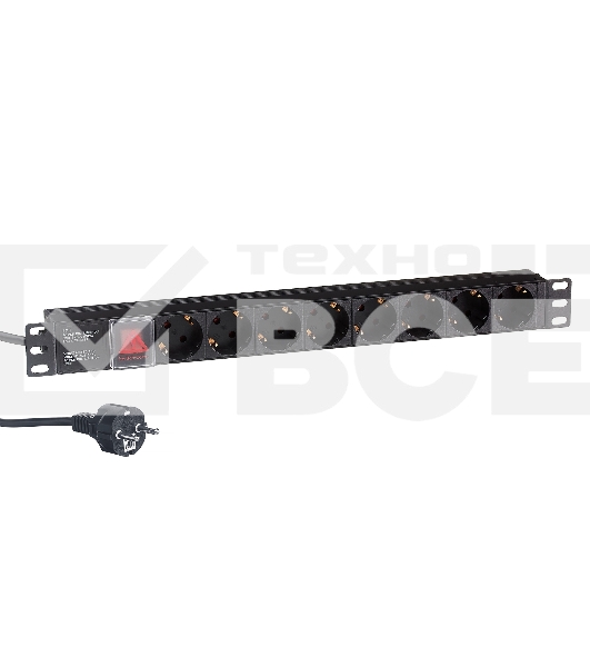 Блок розеток горизонтальный ExeGate ServerPro PDU-19H802 Al-8S-EU1.8-SW, 19