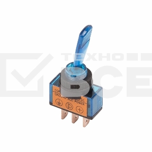 Тумблер 12V 20А (3c) ON-OFF однополюсный  с синей подсветкой  Rexant