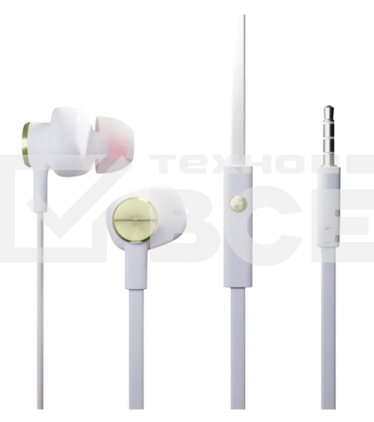 Наушники вакуумные AUX разъем с МК без рег.громкости длина 1.2м More choice P42 (White Gold)