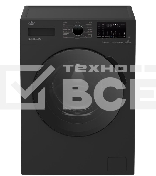 Стиральная машина Beko WSPE6H616A черный, загрузка фронтальная 6,5 кг, 1200 об/мин., класс: А++
