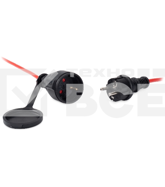 Удлинитель силовой Starwind ST-PS1.10/R 3x1.0кв.мм 1розет. 10м ПВС без катушки красный