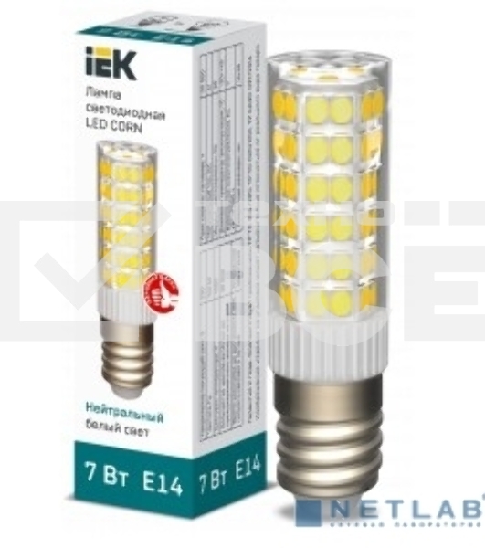 Лампа светодиодная IEK LLE-CORN-7-230-40-E14 CORN 7Вт капсула 4000К E14 230В керамика
