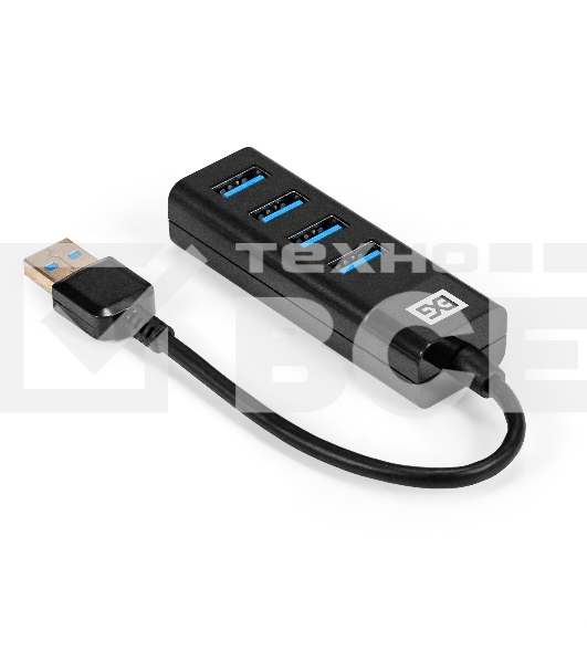 Хаб USB (концентратор) 4-в-1 ExeGate DUB-4TP (кабель-адаптер USB3.0 --> 4xUSB3.0, Plug&Play, черный)