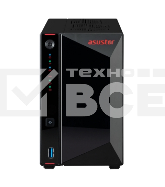 Сетевой накопитель ASUSTOR AS5402T 2-Bay NAS/Media player/Intel Celeron N5105 2.0GHz up to 2.9GHz, 4GB SO-DIMM DDR4, noHDD(HDD,SSD),/2x 2,5Gb (LAN)/3xUSB3.2,HDMI; 90IX01R1-BW3S20